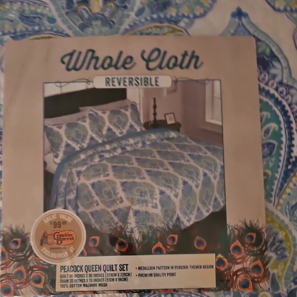 Peacock Alley Blue and White Geometric Quilt